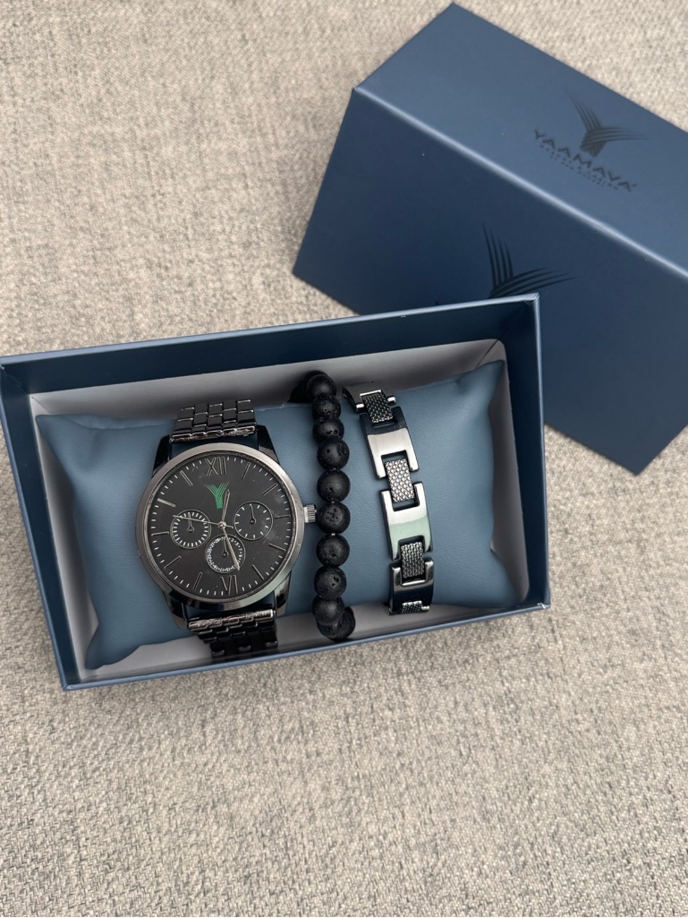 Black Men's Watch and Bracelet Gift Set✨